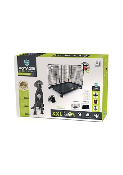 M-pets Voyager Tekerlekli 2 Kapılı Köpek Kafesi Xxlarge Siyah 122x76x84 Cm 244-52013.05