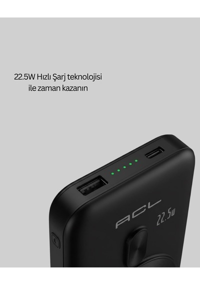 22.5w Hızlı Şarj Destekli Manyetik Powerbank Kompakt Tasarım Açık