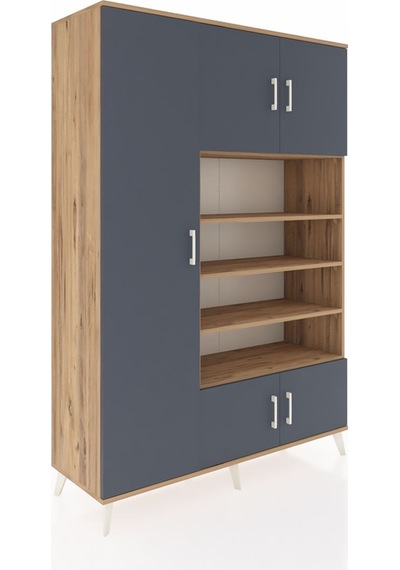 Hyperion Dolap 10 Raflı 5 Kapaklı 132x44x195 Çam-antrasit/çam Çam Hyperion Dolap 10 Raflı 5 Kapaklı 132x44x195 Çam-antrasit/çam Çam