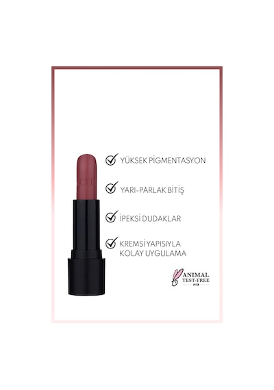 Note Cosmetique Deep Impact Lipstick Kremsi Dokulu Yarı Parlak Ruj 08 Sophisticate Burgundy - Kırmızı
