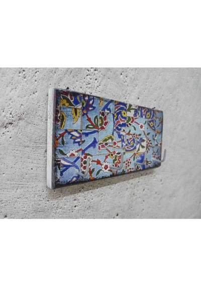 Dekoratif Ahşap Anahtarlık Askılık Çiçek Motif Döşeme