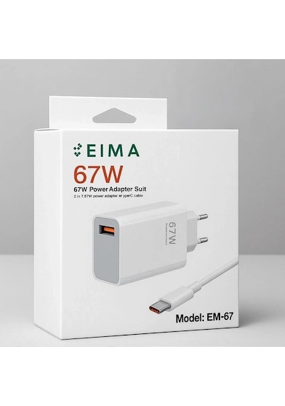 Eima Em-67 67w Turbo Hızlı Şarj Aleti Type-c Kablolu Power Adapter Seti