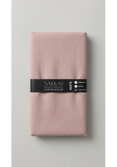 Nakkaş Home Collection 2'li Pamuklu Fermuarlı Yastık Kılıfı Seti - 50x70 Cm Düz Renk Yastık Kılıfı Açık Lila