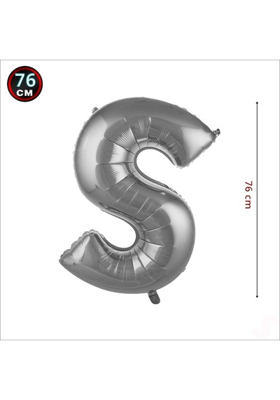 S Harf Gümüş Folyo Balon - 76 Cm