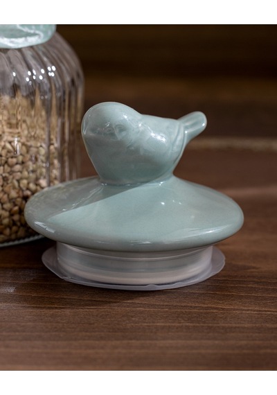 Madame Coco Kuşlu Silindir Kavanoz - Mint Yeşili - 650 Ml 8684427063538 Çok Renkli