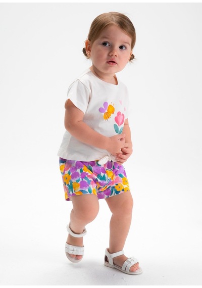 Mayoral Kız Bebek Penye Şort Takım 2 Tshirtlü Lila Lila