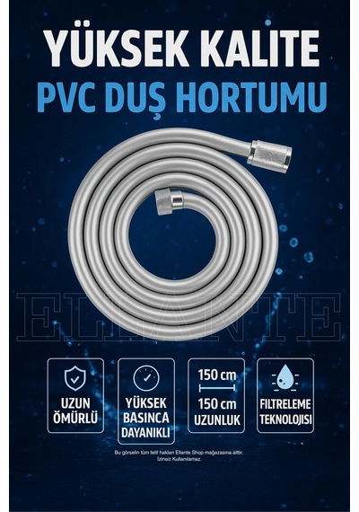 Lüx Duş Seti Geniş Duş Başlığı & Yüksek Kalite Pvc Hortum Çok Renkli
