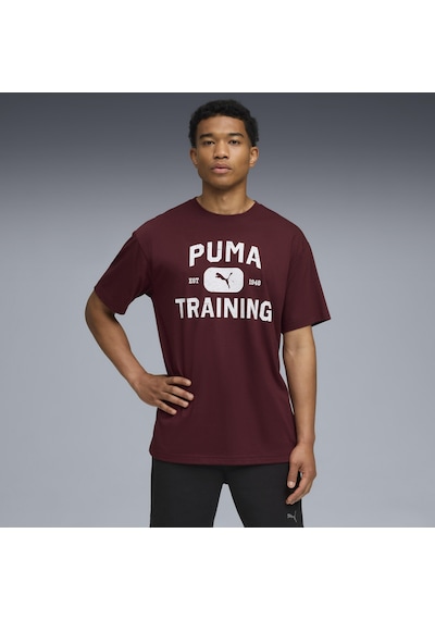 Puma 526568-96 M Graphics Traın Logo Rlxd Tee Tişört Erkek T-shirt Bordo