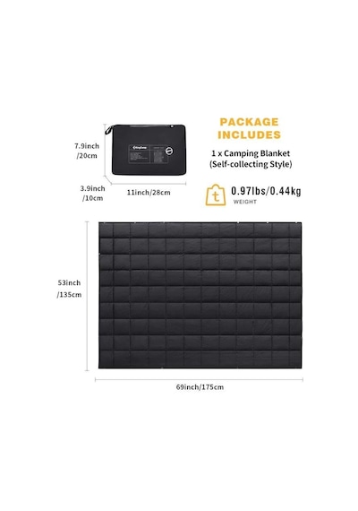 Kingcamp Smart 540 Giyilebilir Panço Kamp Battaniyesi Siyah