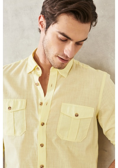 AC&Co / Altınyıldız Classics Erkek Sarı Slim Fit Dar Kesim Düğmeli Yaka %100 Pamuk Flamlı Gömlek 4A2022200034SARXL Sarı AC&Co / Altınyıldız Classics Erkek Sarı Slim Fit Dar Kesim Düğmeli Yaka %100 Pamuk Flamlı Gömlek 4A2022200034SARXL Sarı