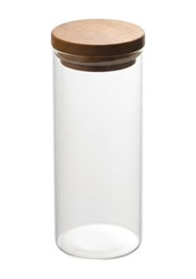 Borosilikat Cam Kavanoz, 350 Ml Kapasiteli Doğal Akasya Kapaklı 2.8 L