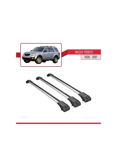 Mazda Tribute 2000-2007 Arası İle Uyumlu Ace-1 Ara Atkı Tavan Barı Gri 3 Adet Bar