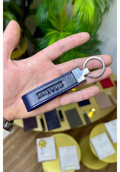 Premium Deri Ruhsat Kılıfı Ve Anahtarlık Seti Lacivert