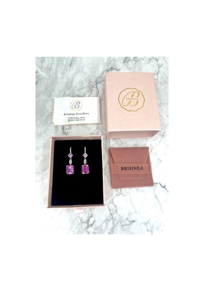 Pembe Baget İthal Gümüş Küpe-977 Silver