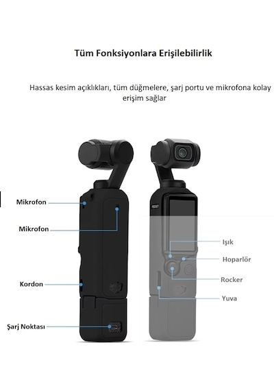 Djı Osmo Pocket 3/4 Aksesuar Seti Silikon Kılıf, El Bileklig İ, Lens Koruyucu Ve Ekran Koruyucu Siyah