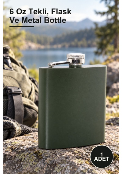 1 Adet Paslanmaz Çelik Matara 6 Oz Tekli, Flask Ve Metal Bottle