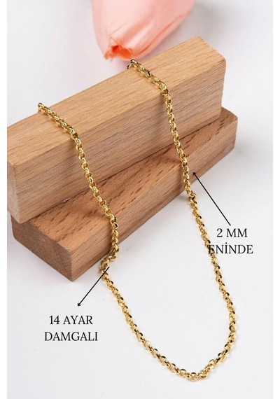 14 Ayar Altın Zincir Kolye 2 Mm Unisex Farklı Boy Seçenekleri