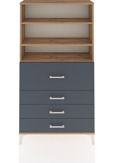 Arges Dolap 3 Raflı 4 Çekmeceli 88x30x163 Çam-antrasit Atlas Çam