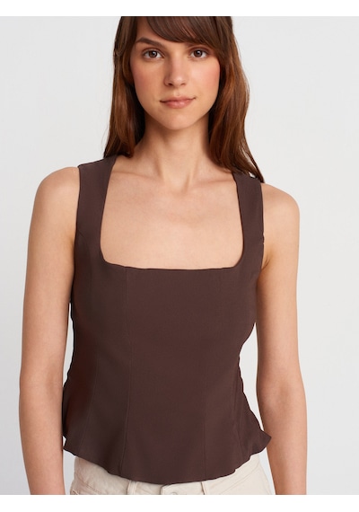 Dilvin 50860 Peplum Korse Top-kahve Kahve