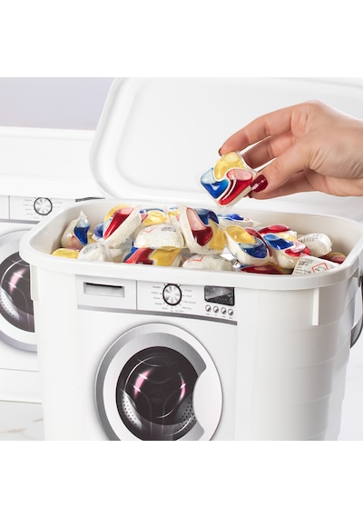 Porsima 2li Mega Kendinden Etiketli Çok Amaçlı Deterjan Saklama Kutusu Pratik Kapaklı Deterjan Saklama Kabı Seti 2x7,3lt Diğer