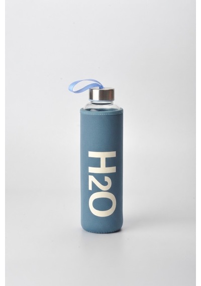 Tohana H2o Kılıflı Cam Matara 600 Ml Mavi