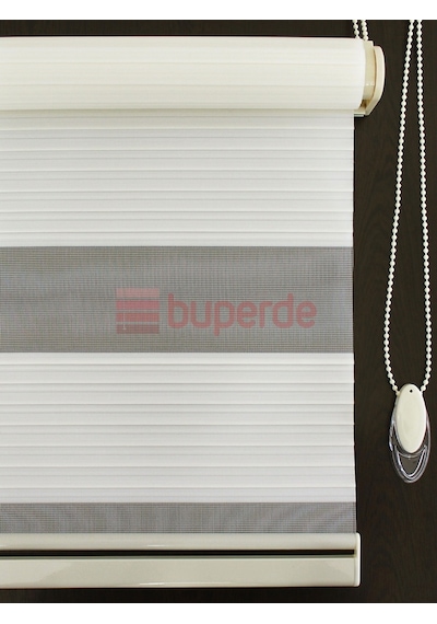 Buperde Ekru (Açık Krem) Geniş Pilise Pliseli Zebra Stor Perde
