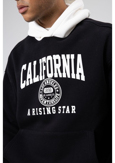 Vamos Çift Renk Baskılı Oversize Sweatshirt Siyah