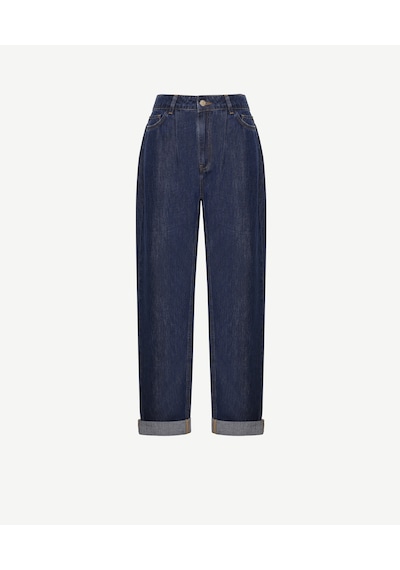 Yargıcı Nakış Detaylı Yüksek Bel Rahat Fit Denim Pantolon 25ykpn3016x 515 Mavi