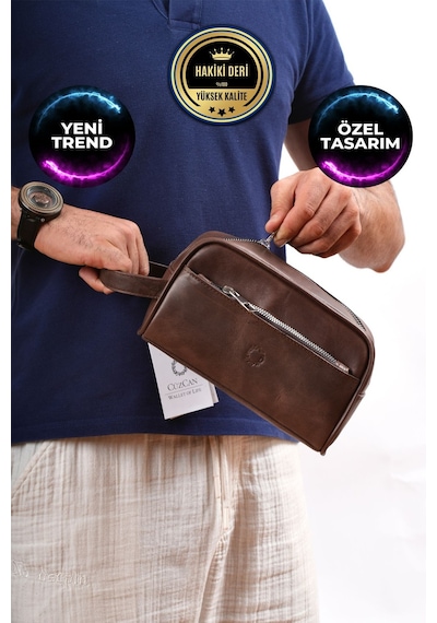 Jacks Kahve Hakiki Deri El Tutmalı Günlük-seyahat-spor-traş Çantası Antik Kahve