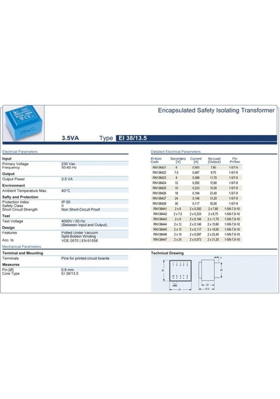 Trafo El-kom 3,5va 2x24v Mavi Rn138447