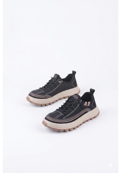Guja 26y514 Rahat Hafif Taban Tekstil Lastik Bağcıklı Sneaker Erkek Ayakkabı Siyah