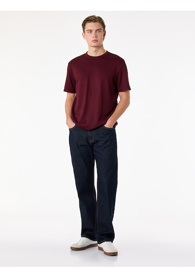 Koton Regular Fit Kısa Kollu Bisiklet Yaka Viskon Karışımlı Basic Tişört Bordo 6sam10483mk Koton Regular Fit Kısa Kollu Bisiklet Yaka Viskon Karışımlı Basic Tişört Bordo 6sam10483mk