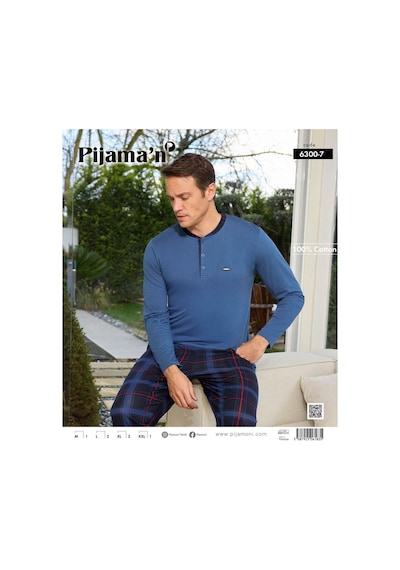 Pijamoni Erkek Standart Kalıp Pamuklu Düğme Yaka Uzun Kol Baharlık Pijama Takımı 6300/7s - 1 Adet Saks Pijamoni Erkek Standart Kalıp Pamuklu Düğme Yaka Uzun Kol Baharlık Pijama Takımı 6300/7s - 1 Adet Saks