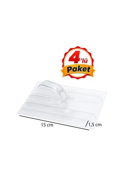 4'lü Şeffaf Yapışkanlı Oto Darbe Masa Kenarı Köşe Koruyucu Bant 15x1,5 Cm
