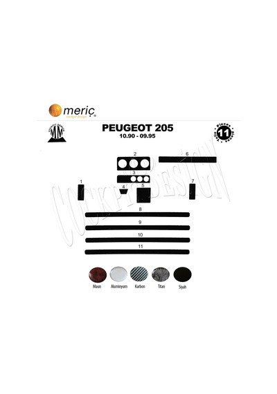 Meriç® Peugeot 205 Ön Torpido Kaplama 11 Parça 1990-1995 (530157049)