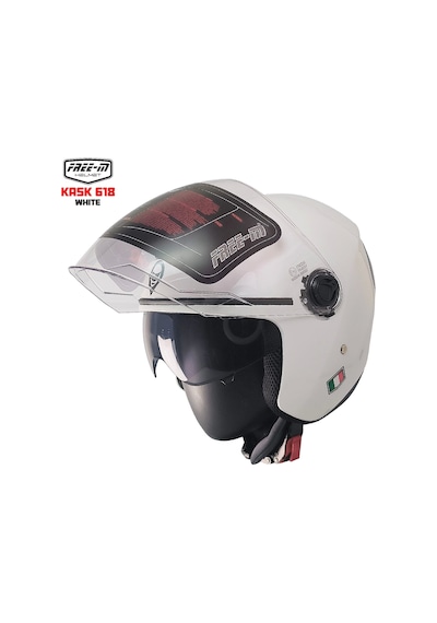 Free-m 618 Güneş Vizörlü Açık Yarım Kask Beyaz