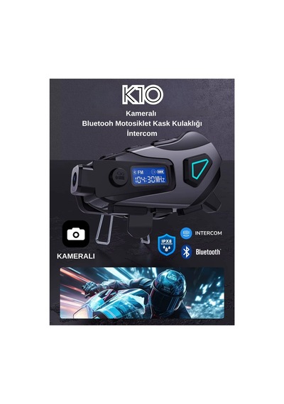 K10 Dvr Kameralı İntercom Bluetooth Motosiklet Kask Kulaklığı Kameralı İntercom Kulaklık