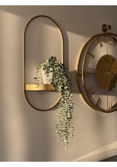 Gold 2 Adet Yeni Dekor Duvar Rafı - Modern Dekoratif - Chakra Konsept - Duvar Rafı Gold
