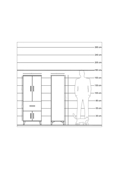Hyperion Dolap 3 Raflı Tek Çekmeceli 4 Kapaklı 60x44x163 Antr... Antrasit