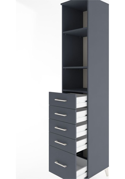 Hyperion Dolap 3 Raflı 5 Çekmeceli 44x44x221 Antrasit-antrasit Antrasit