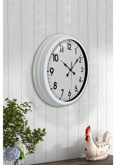 40 Cm Beyaz Metal Standart Duvar Saati Diğer 71016117