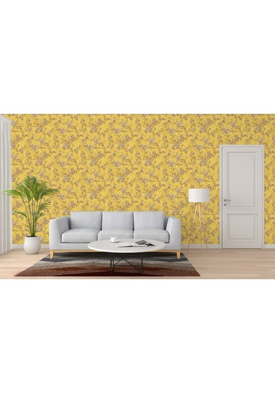 Tropicano Çiçek Desenli Trend Duvar Kağıdı 9914-4, Sarı Ce, Iso 9001, Iso 10002