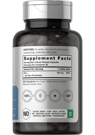 Horbäach Zinc Çinko Picolinate 100mg 180 Caps Aromasız