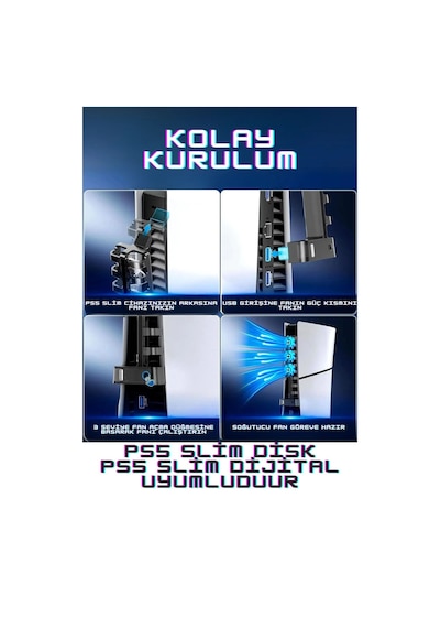 Pg-p5s005 Ps5 Slim Disk-ps5 Slim Dijital Uyumlu 3 Kademeli Led Işıklı Arka Soğutucu Fan