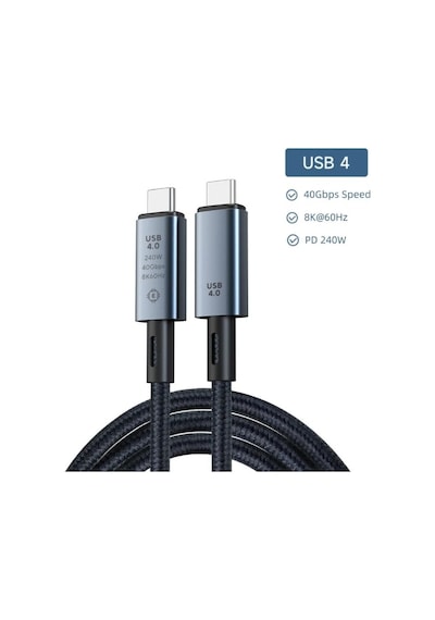 40gbps 240w 4.0 Thunderbolt Type-c To Type-c Şarj, Data Ve 8k 60hz Görüntü Aktarım Kablosu Tip C 2 Metre Cz855 Diğer