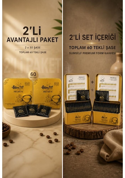 Slimself Premium Form Kahvesi 2 Li Avantajlı Paket Toplam 60 Tekli Şase