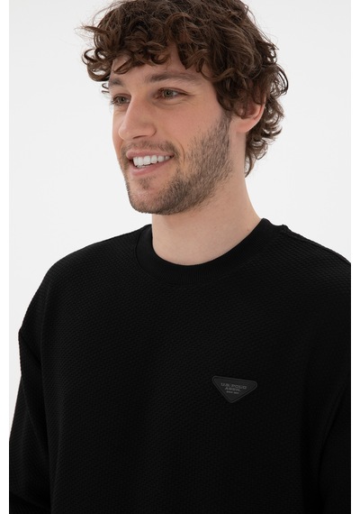 U.S. Polo Assn. Erkek Comfort Fit Bisiklet Yaka Siyah Sweatshirt 50290777-VR046