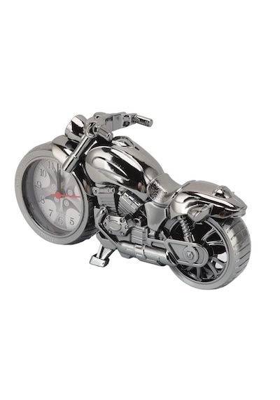 Retro Motorsiklet Çalar Saat Retro Klasik Model Motor Saat Masa Saati Plastik Analog Gri
