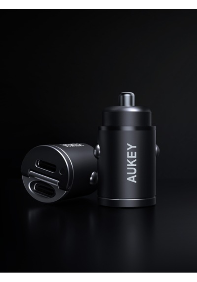Aukey Cc-a4-bk 30w 2 Port Type-c Pd Destekli Araç Şarj Cihazı - Siyah