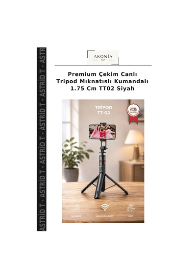 Premium Çekim Canlı Tripod Mıknatıslı Kumandalı 1.75 Cm Tt02 Siyah